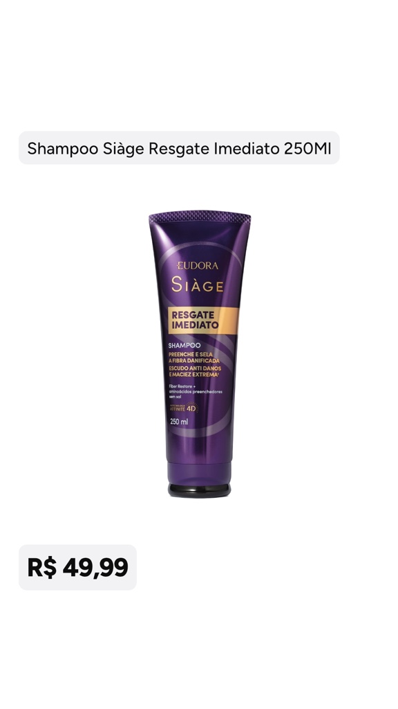 Shampoo Eudora Siàge Resgate Imediato 250ml