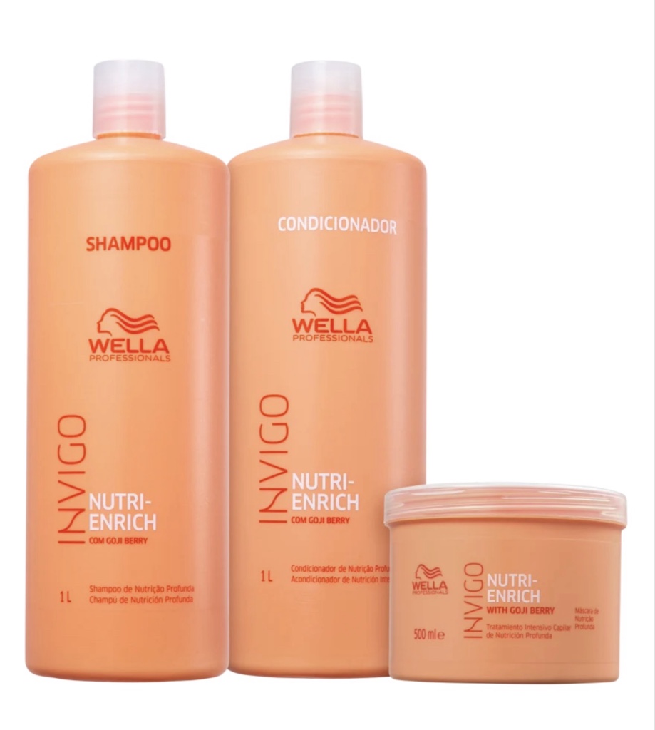 Wella Invigo Nutri-Enrich shampoo e condicionador e máscara kit 1 litro e 500 gramas