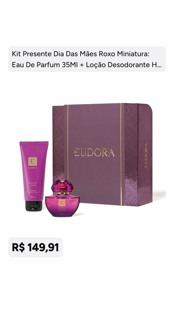Eudora kit perfume roxo miniatura