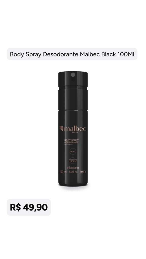 Malbec Black Body Spray 100ml
