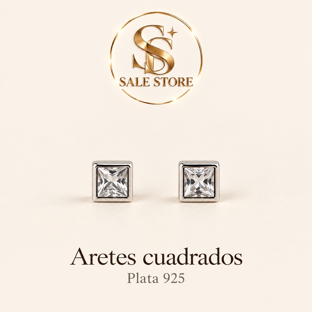 Aretes cuadrados plata 925