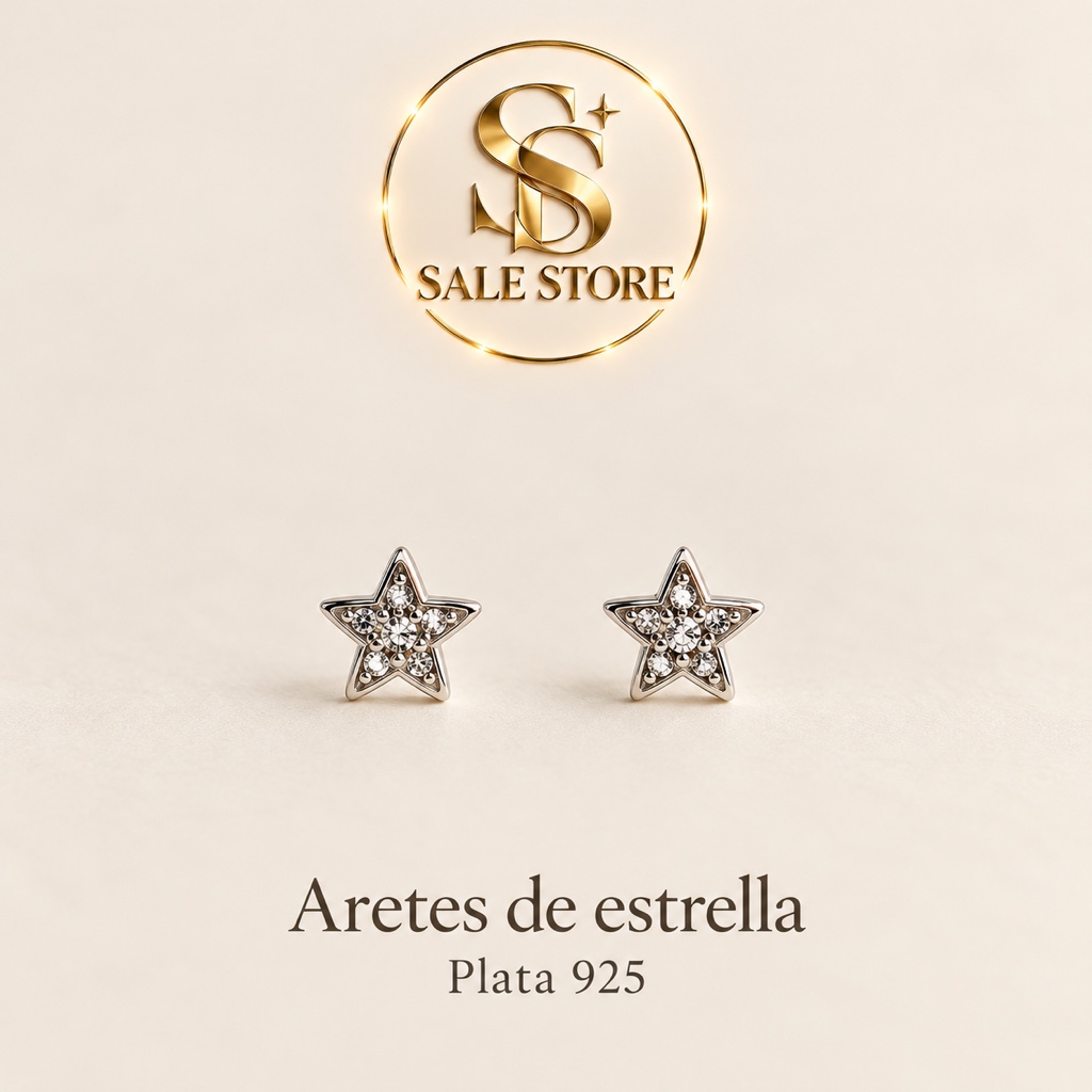 Aretes estrella plata 925
