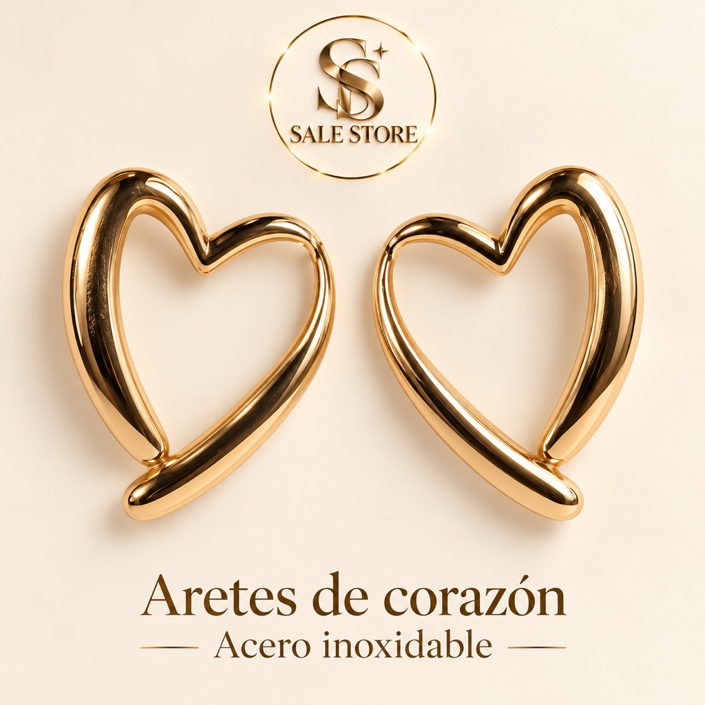 Aretes de corazon dorados