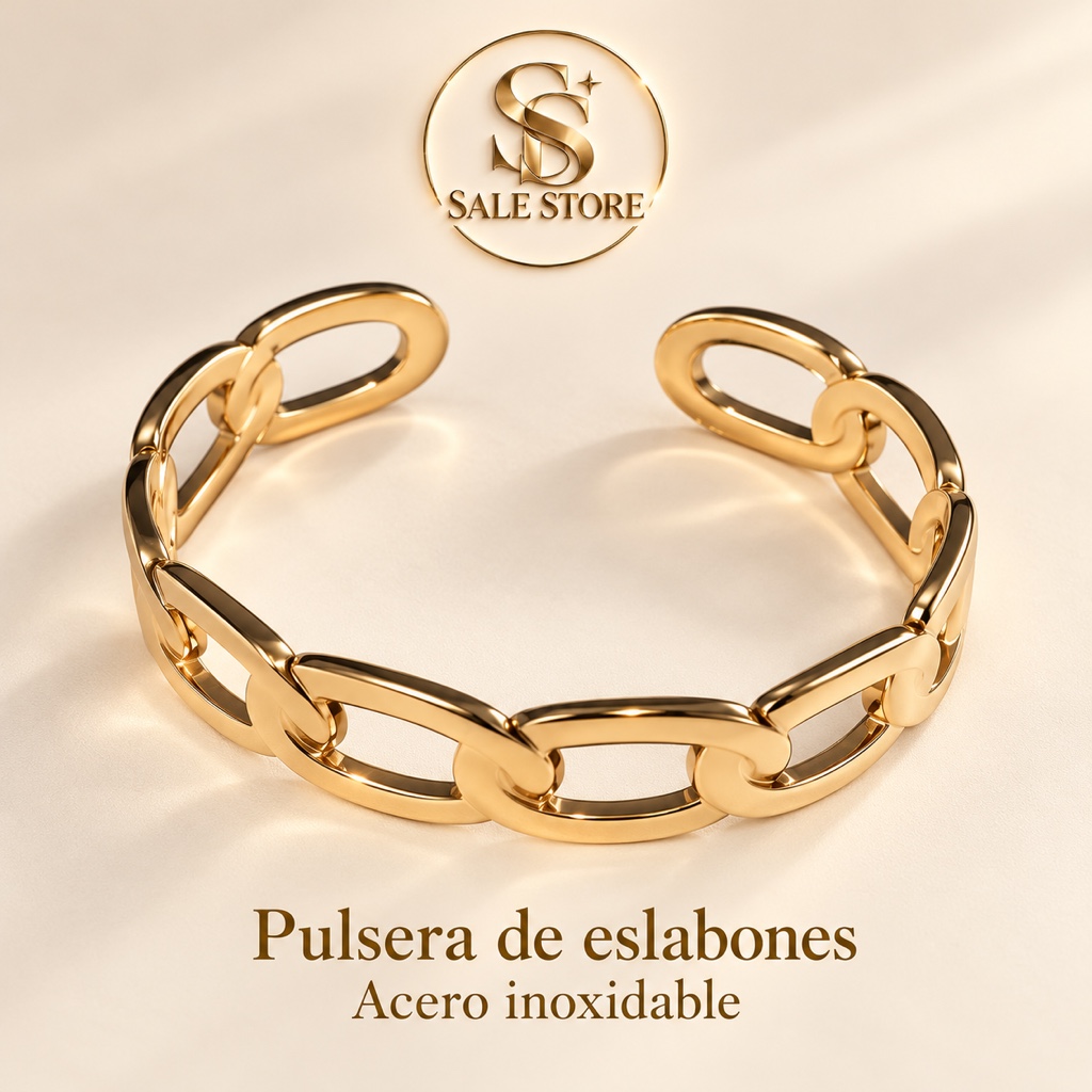Pulsera dorada de eslabones