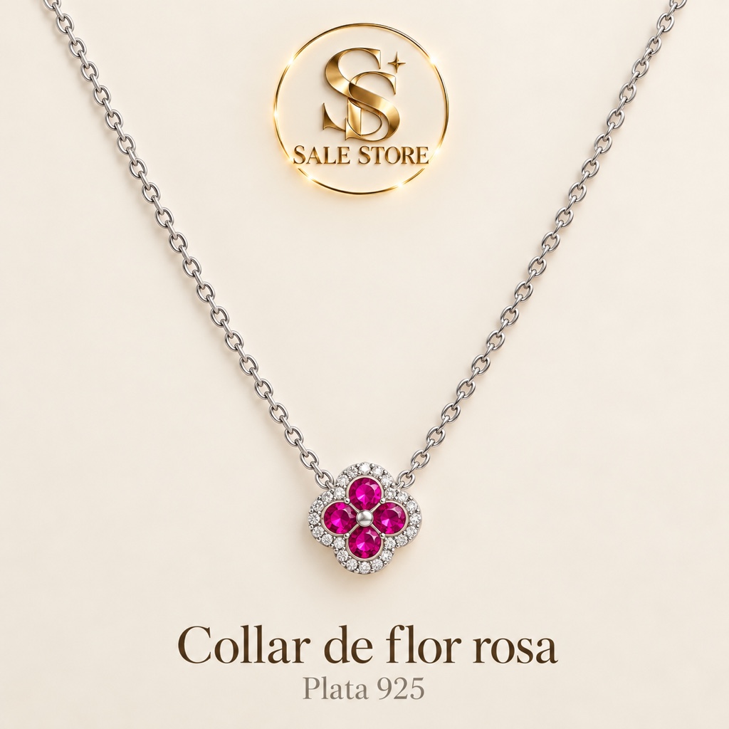 Collar flor rosa