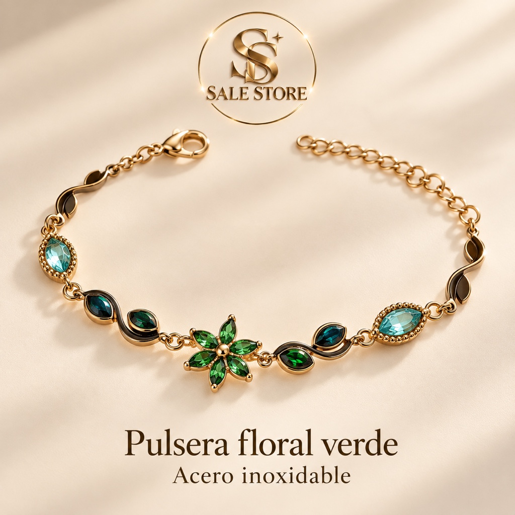 Pulsera floral verde