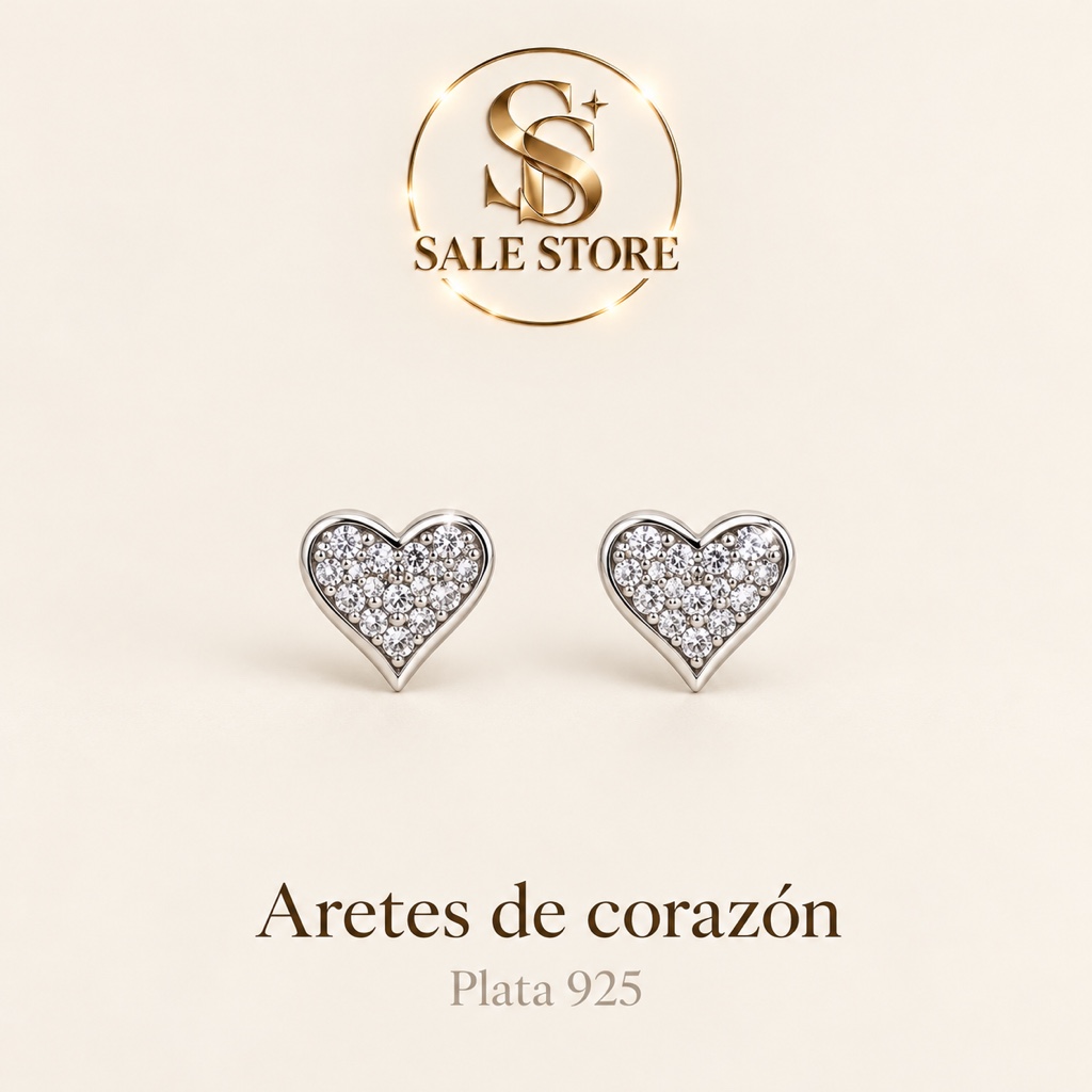 Aretes corazón plata 925