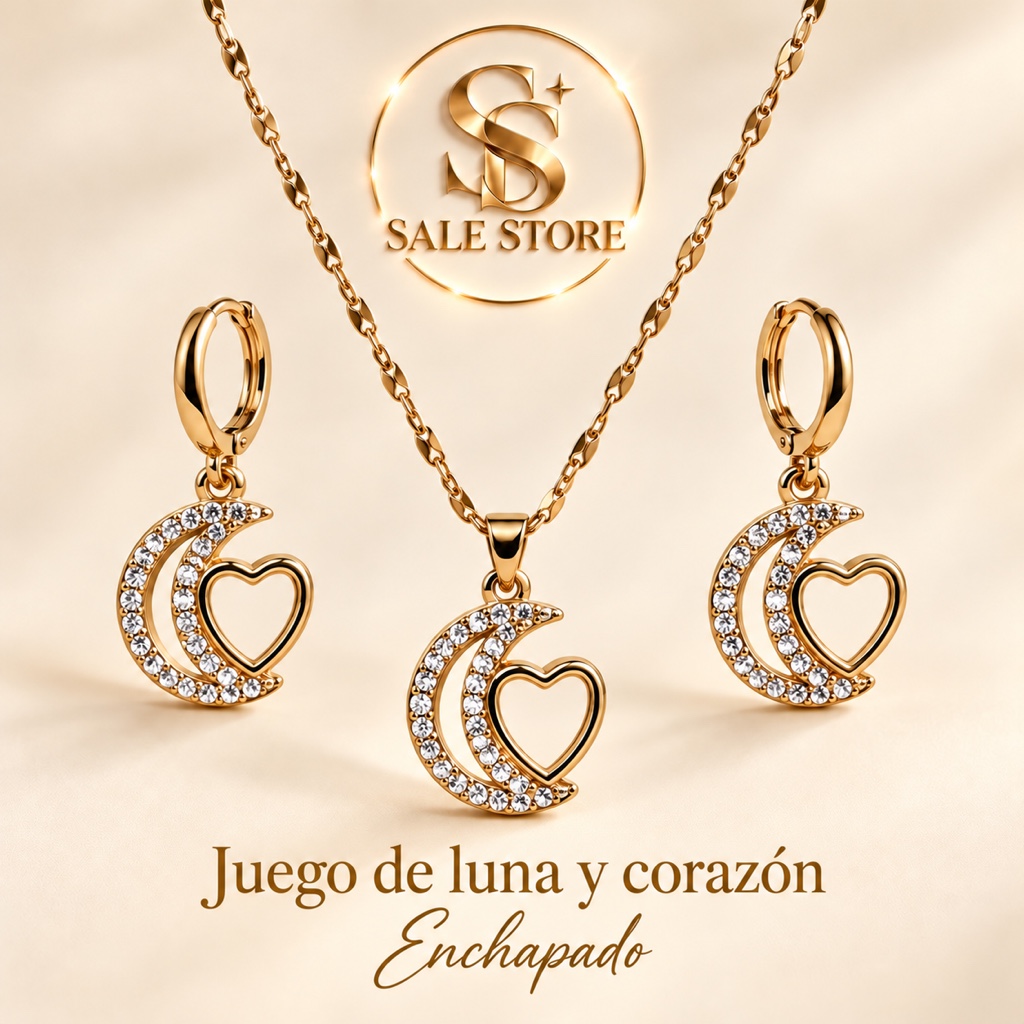 Juego luna corazon dorado