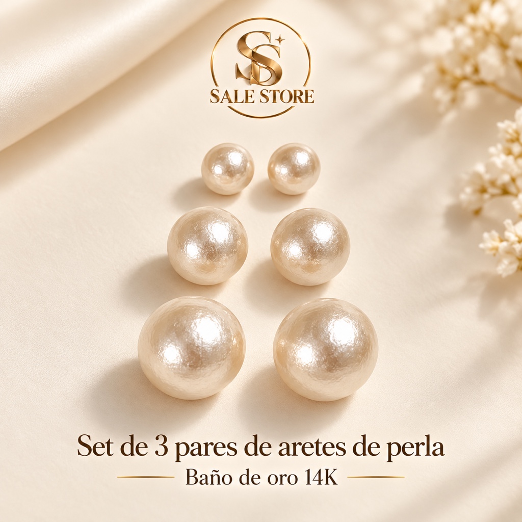 Aretes perla baño de oro14K