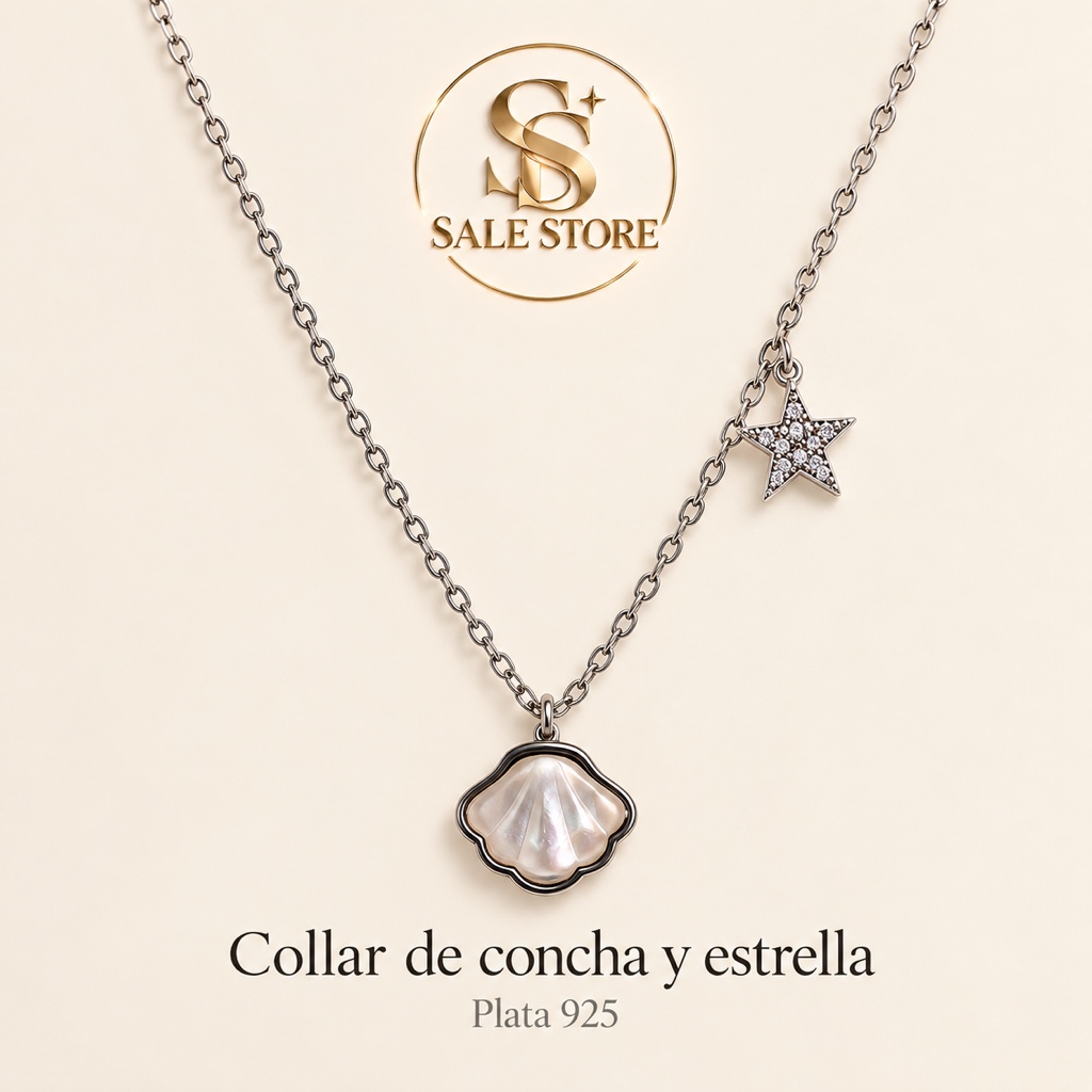 Collar de concha y estrella plata 925
