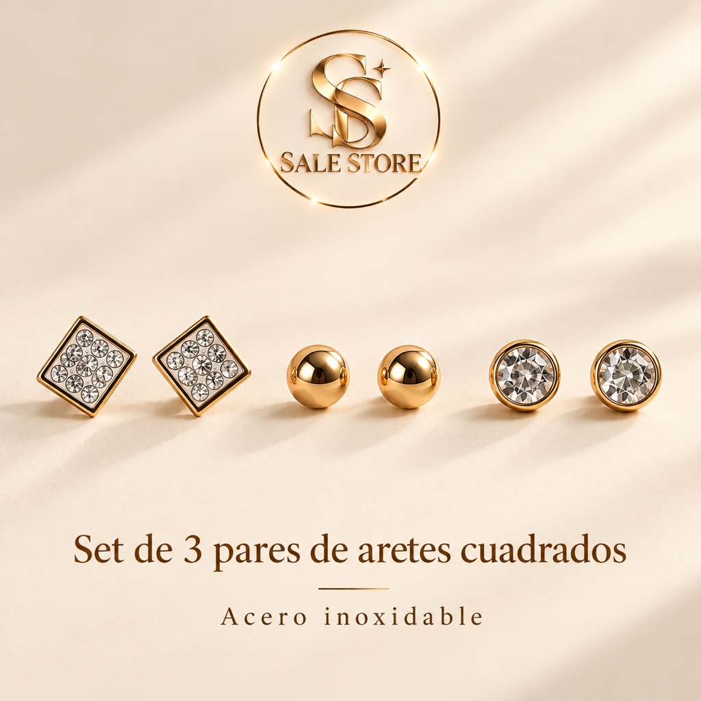 Aretes doradas set 3 pares
