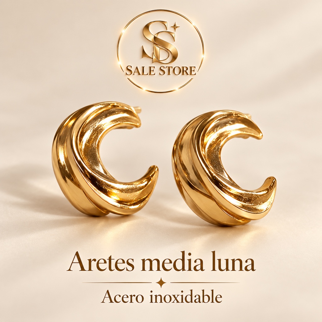 Aretes media luna dorados