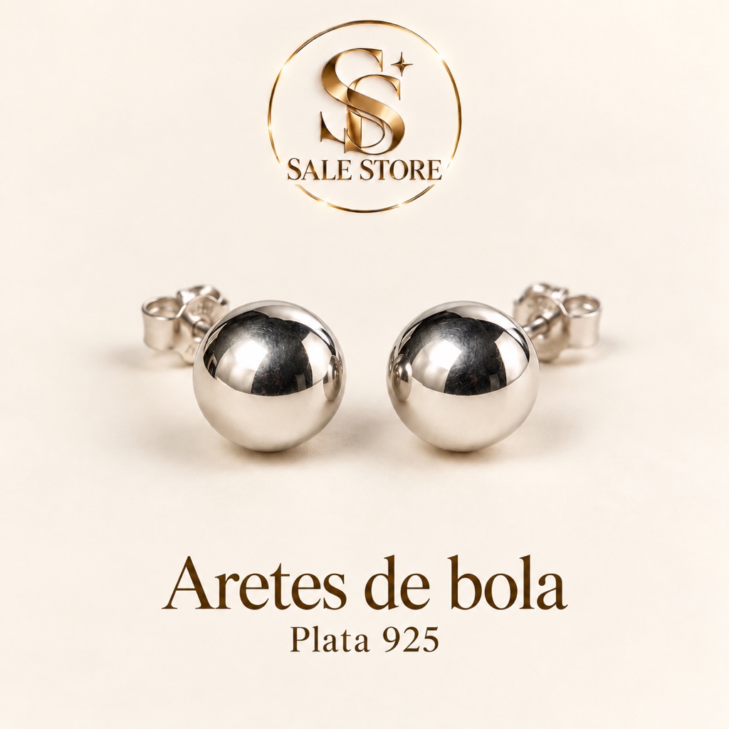 Aretes grande de bola plata 925