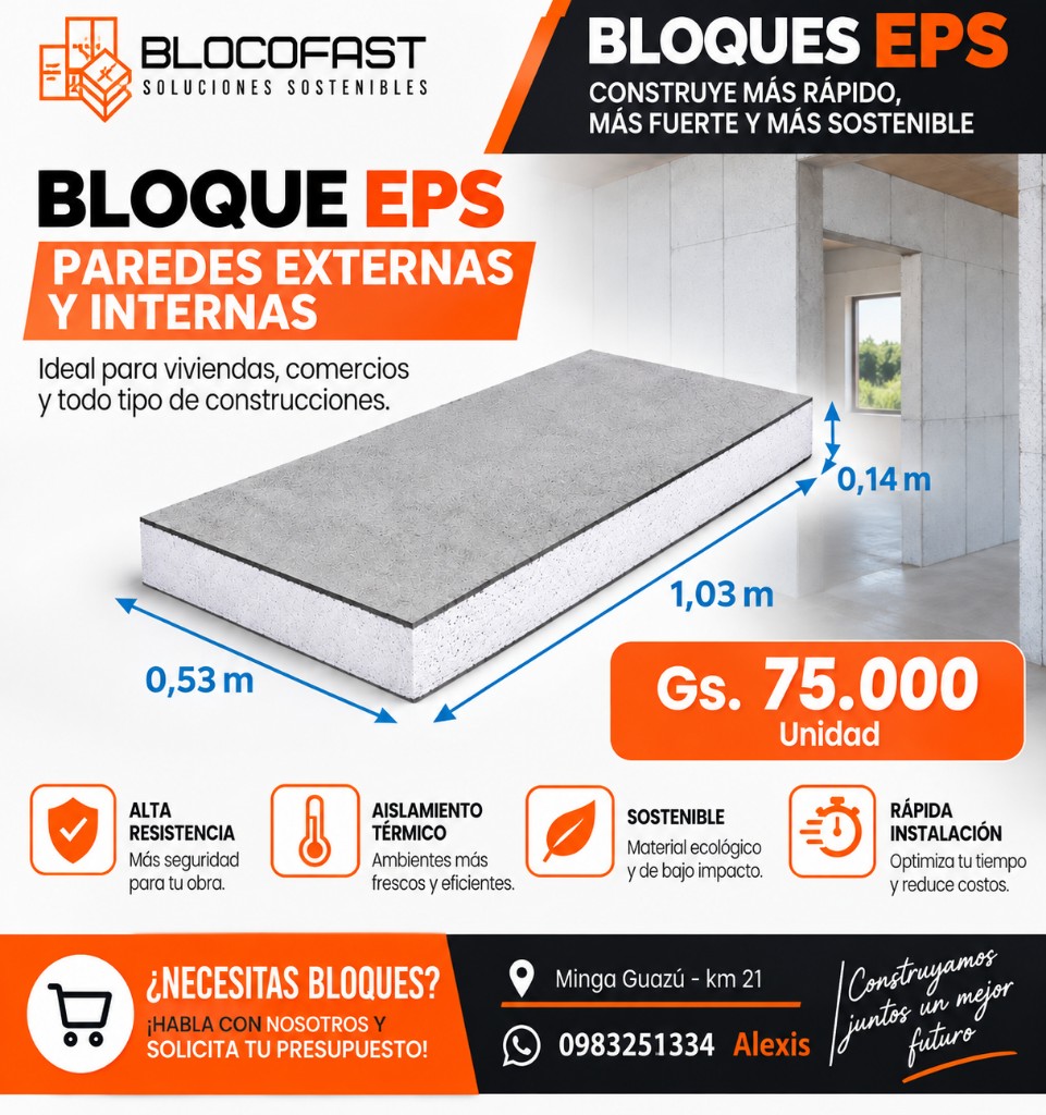 BLOQUES EPS 1.03X53X14 CM P/ PAREDES EXTERNAS Y INTERNAS
