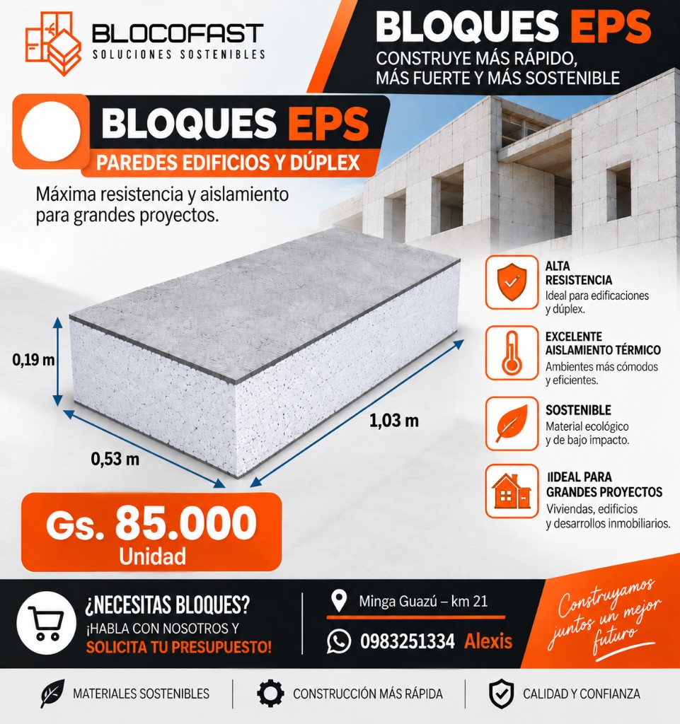 BLOQUES EPS 1.03X53X19 CM P/ PAREDES EDIFICIOS Y DUPLEX