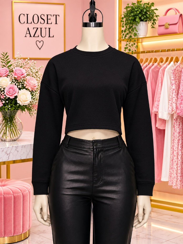 CHOMPA CROP NEGRO