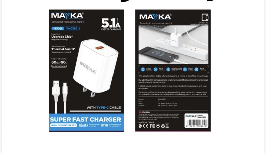 Cargador 5.1 MA -G262 tipo c