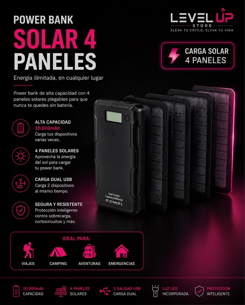 Powerbank solar 20000mhA