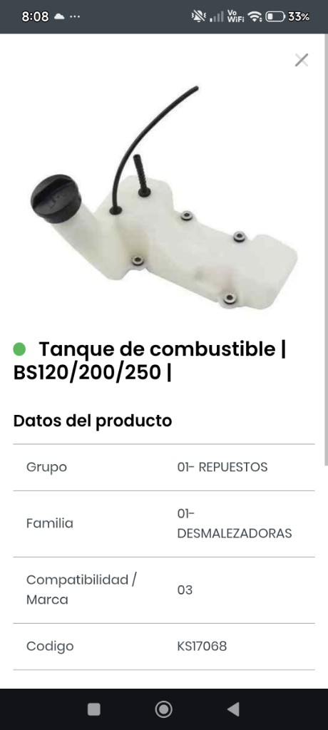 Tanque combustible BS120/200/250