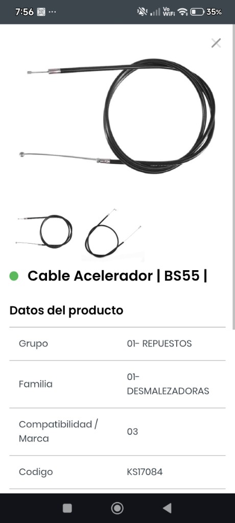 Cable acelerador BS55