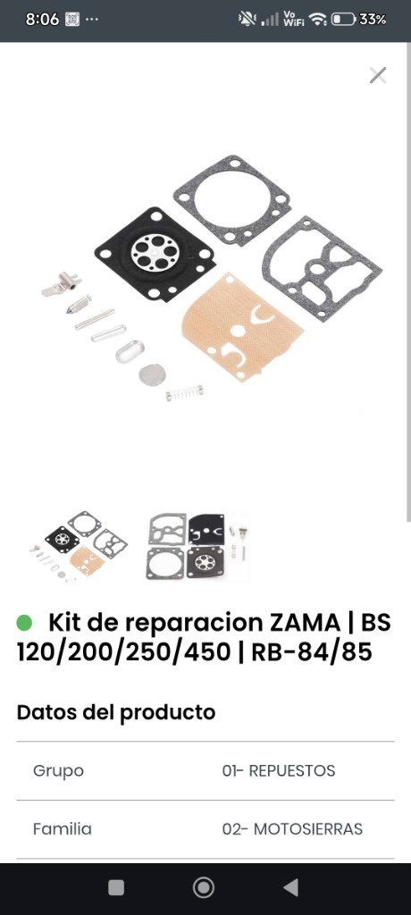 ZAMA kit reparacion BS 120/200/250/450 RB-84/85