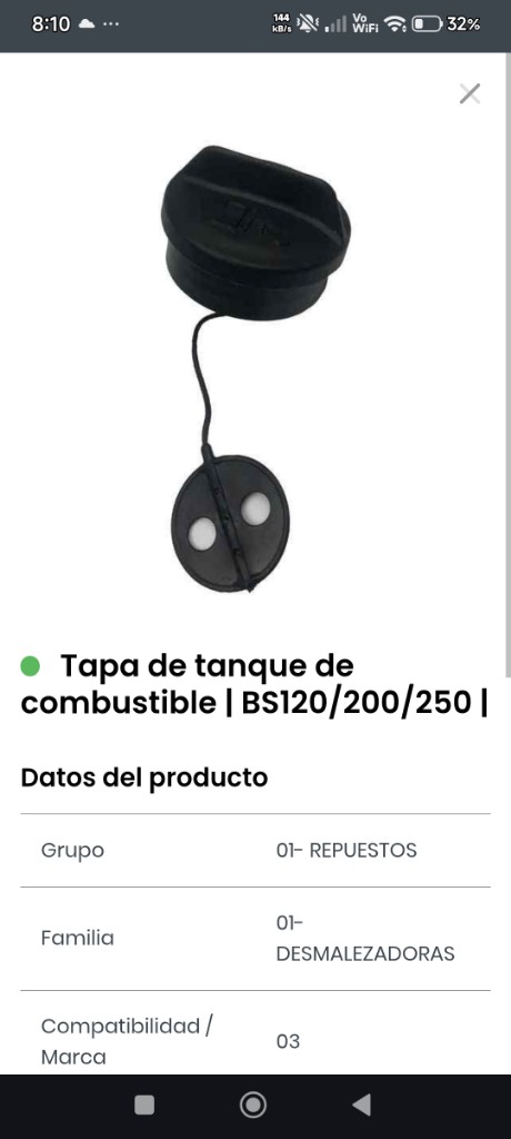 Tapa tanque combustible BS120/200/250
