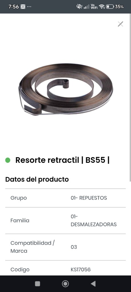 Resorte retractil BS55