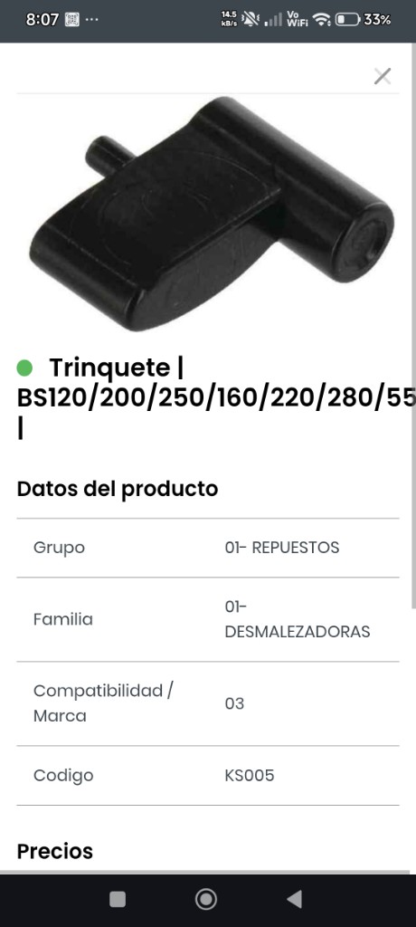 Trinquete negro BS120/200/250/160/220/280/55