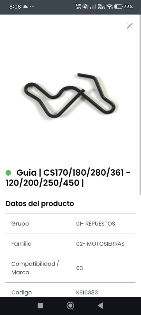 Guia negra motosierra CS170/180/280