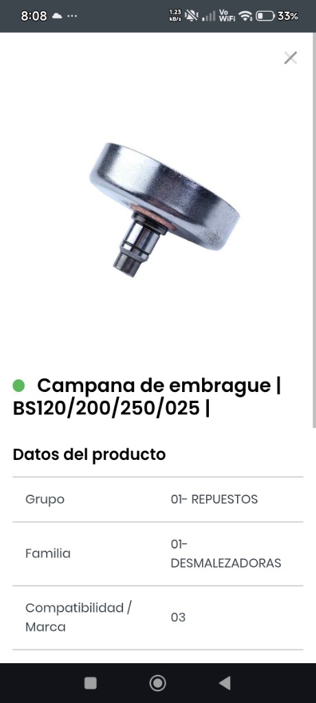 Campana de embrague BS120/200/250/025
