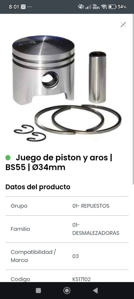 Piston BS55 Ø34mm