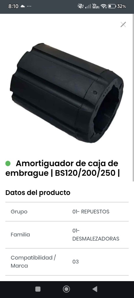 Amortiguador caja embrague BS120/200/250