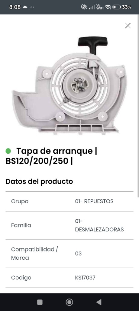 Tapa de arranque BS120/200/250