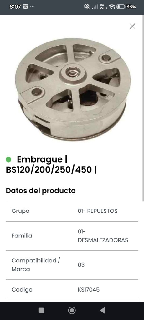 Embrague BS120/200/250/450