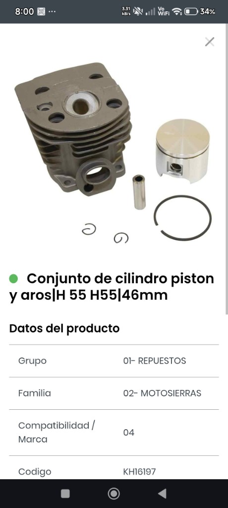 Cilindro piston H55 H55146mm