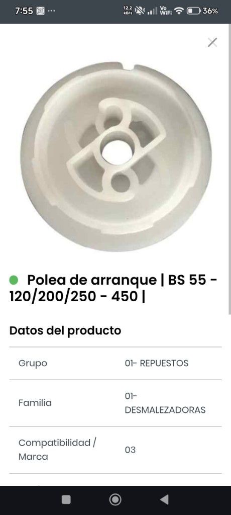 Polea de arranque BS 55