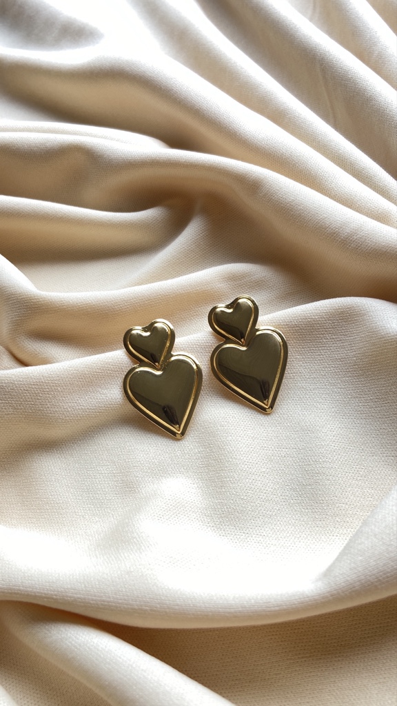 Arete Corazon dorado doble