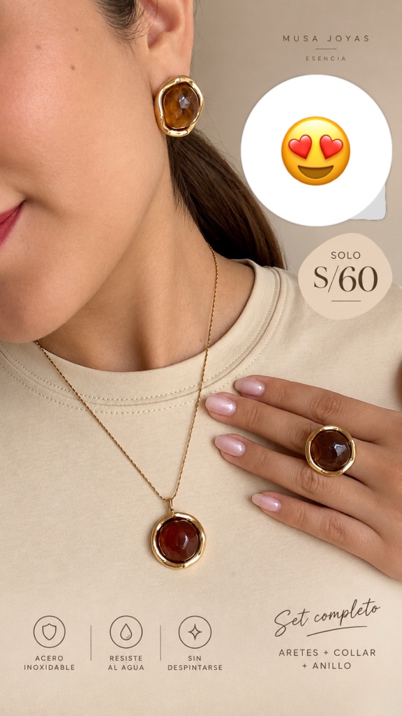 Set dorado piedra marron