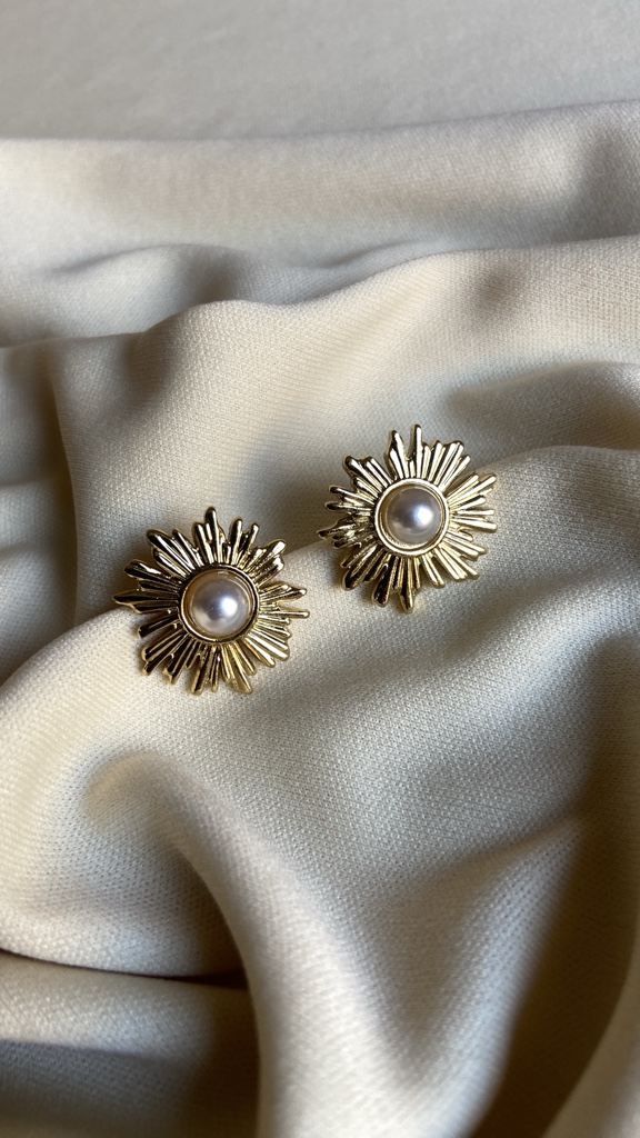 Arete estrellado Perla dorado