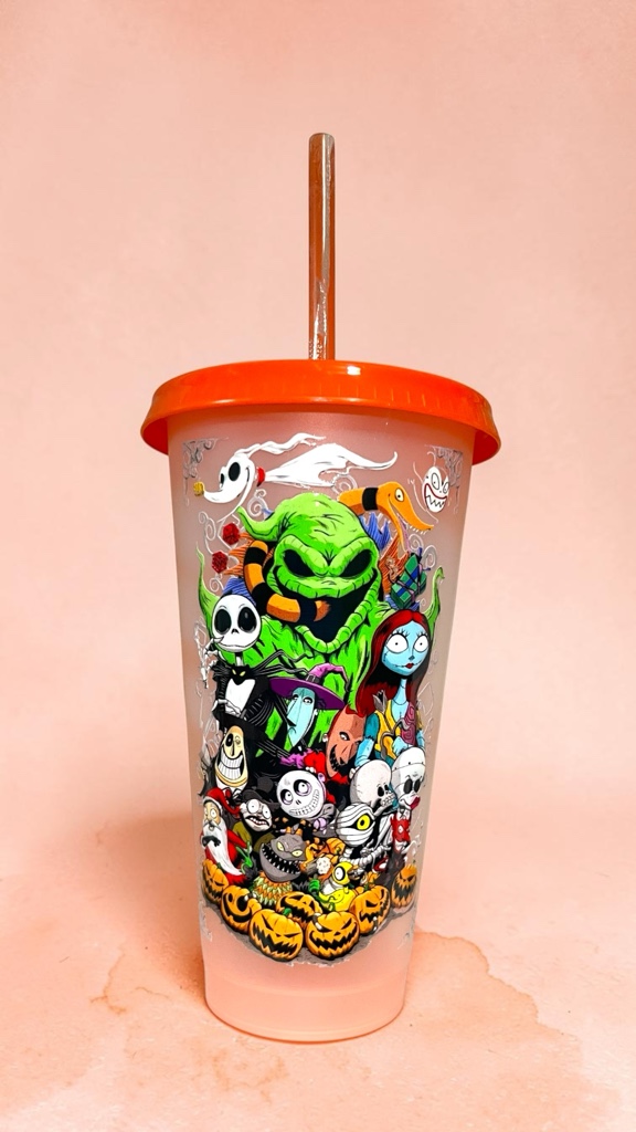 Vaso halloween con tapa naranja