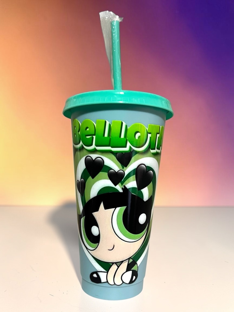 Vaso bellota con tapa y bombilla