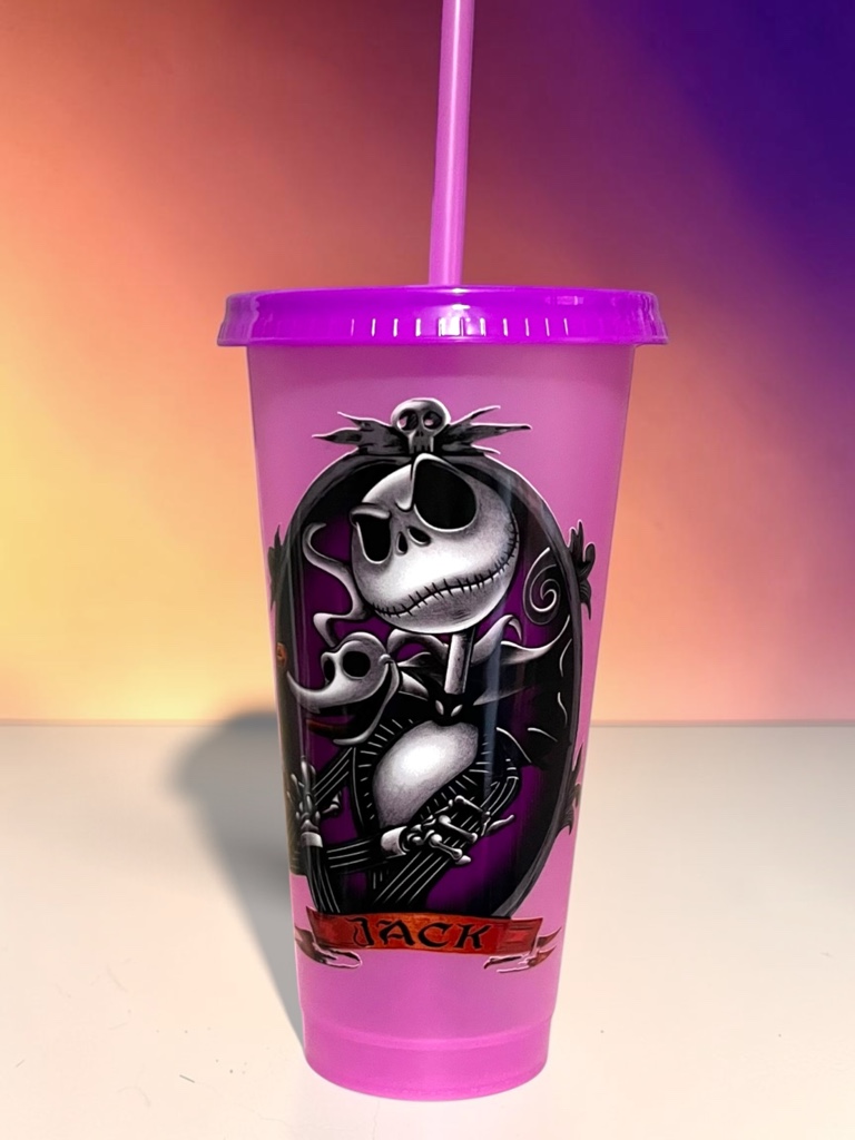 Vaso plástico Jack Skellington con tapa y pitillo
