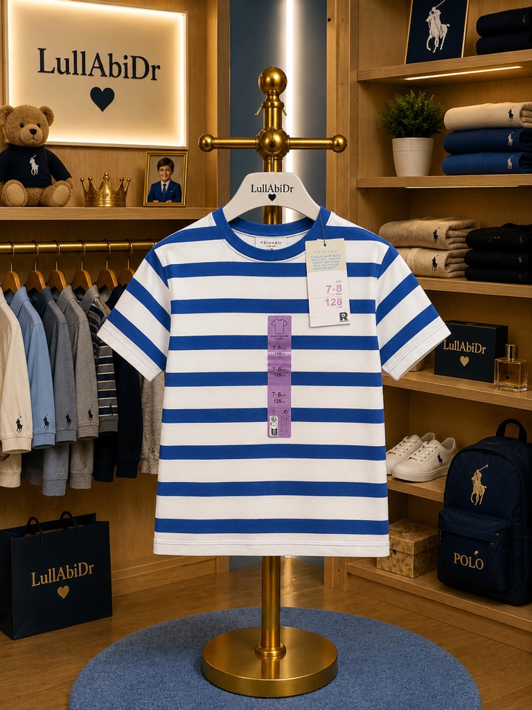 Camiseta blanca y azul