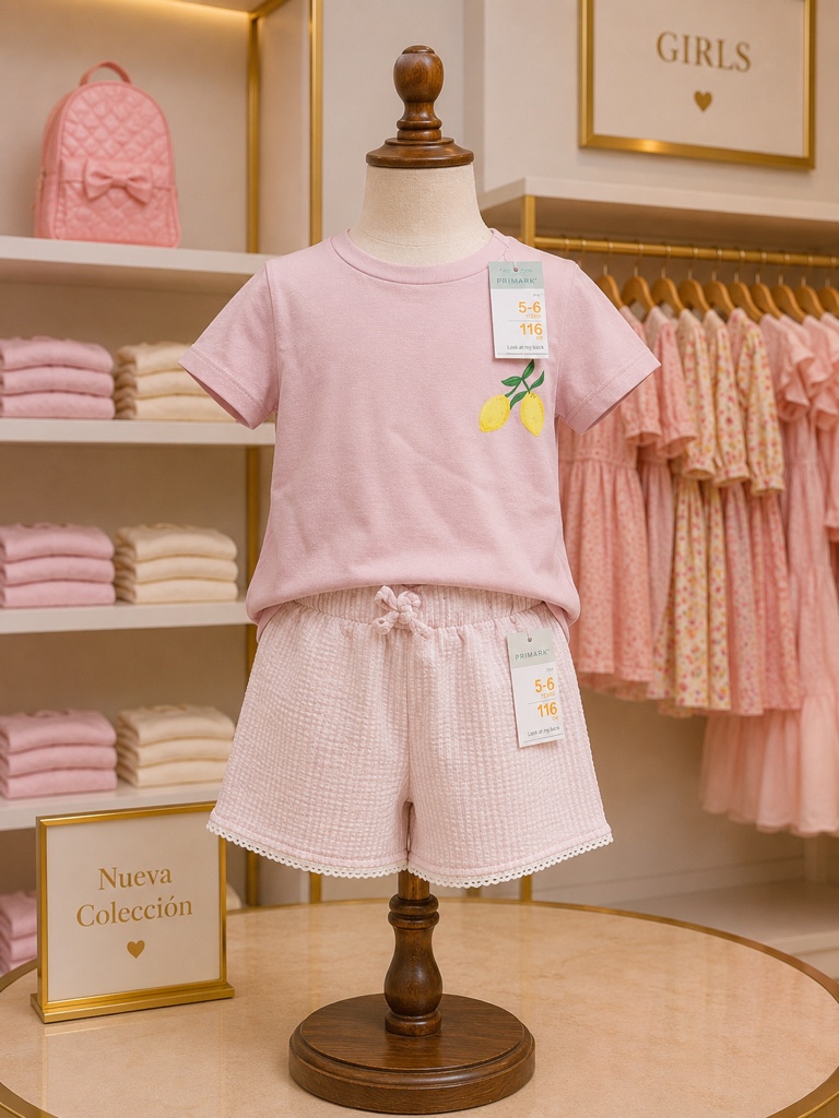 Conjunto niña rosa con limon
