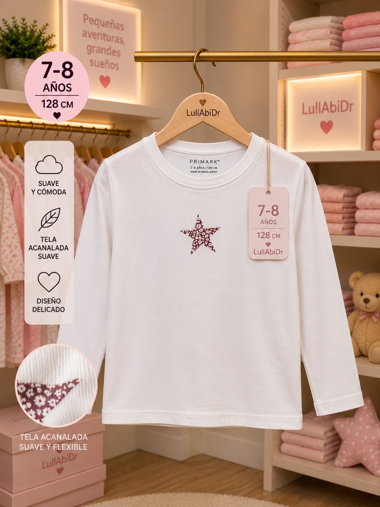 camiseta manga larga blanca estrella