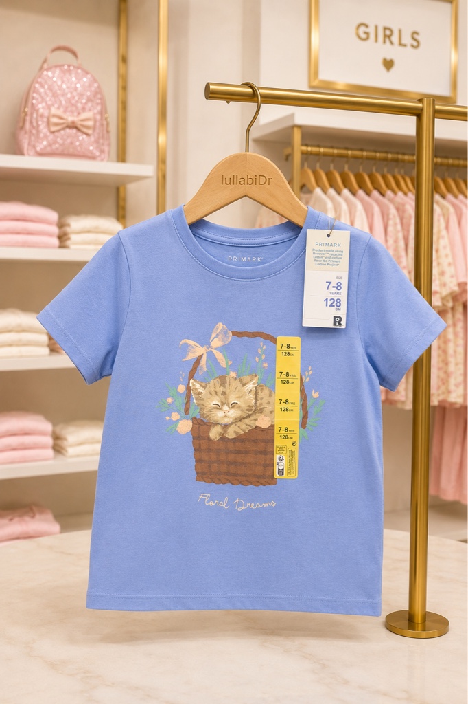 Camiseta azul gato