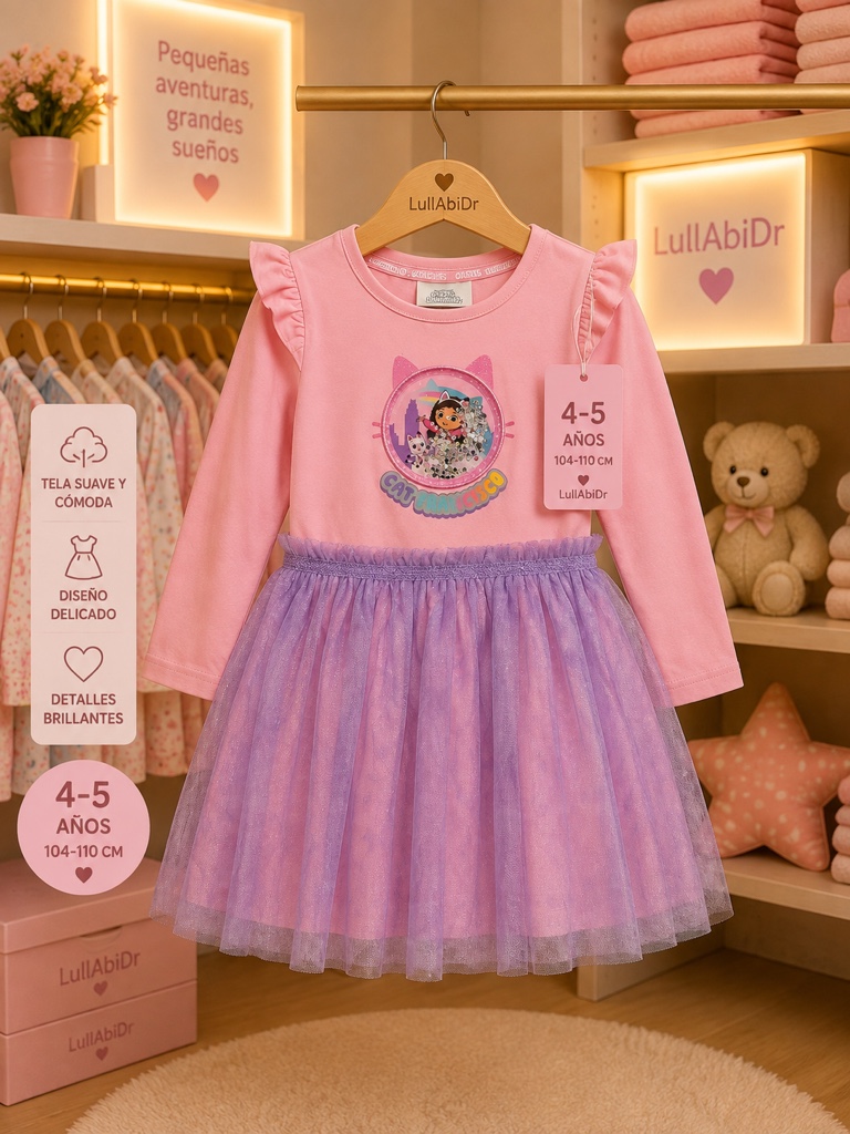 Vestido rosa y lila Gabby’s Doll House