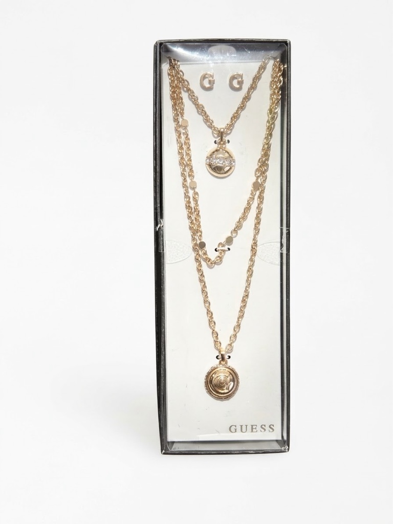 GUESS collar dorado con aretes