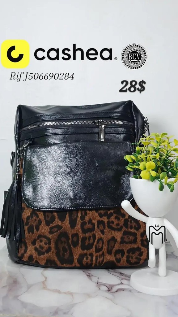 Morral animal print negro