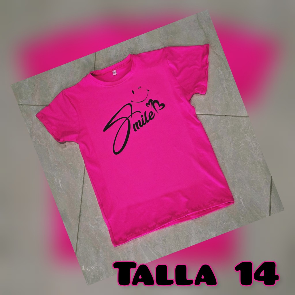 Camiseta rosa estampada Smile talla 14